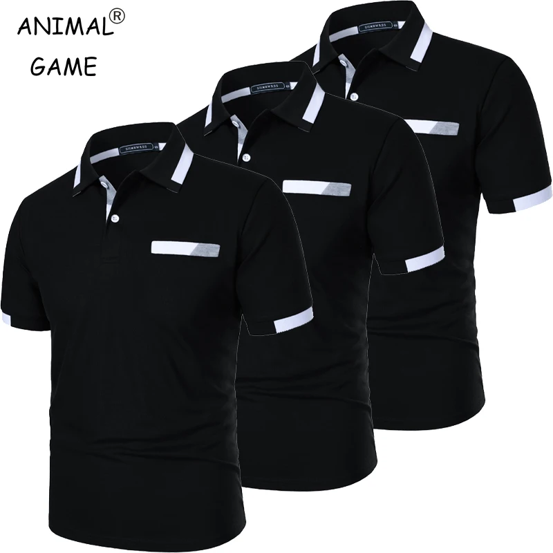 

Мужская рубашка-поло с коротким рукавом, легкая мужская дышащая рубашка из трех предметов, впитывающая пот, подходит для фитнеса, тренажерного зала и дома