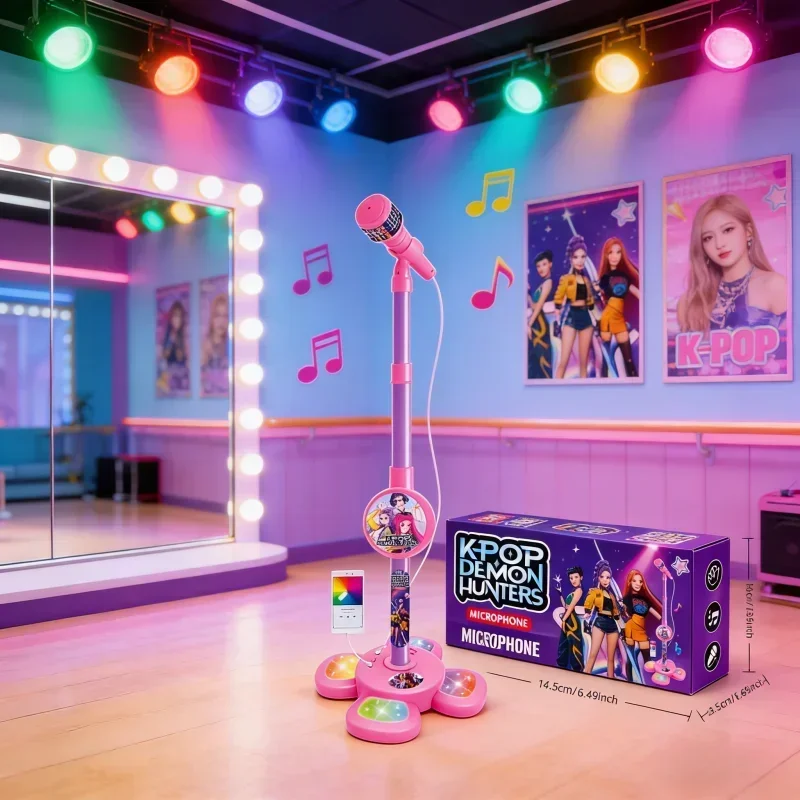 Karaoke Microphone with Stand, Portable Music Singing Machine with Audio Effects for Home Party and Fun Entertainment