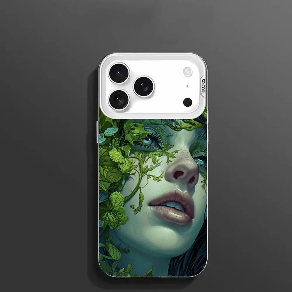 أنيمي فتاة تصميم جراب هاتف آيفون 17 16 15 14 13 12 11 برو/ماكس/بلس غطاء خلفي مقاوم للصدمات مضاد للبصمة