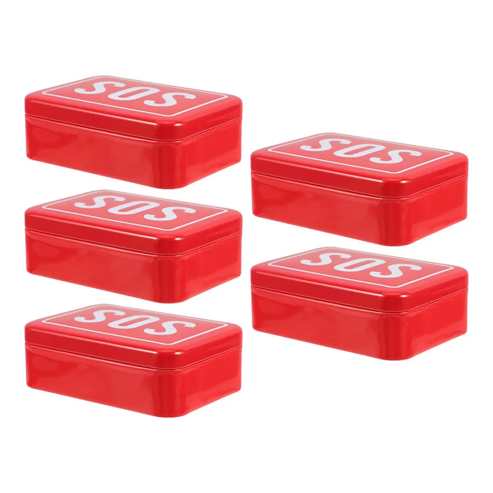 

5pcs Compact Survival Emergency Tin Box Waterproof Portable Metal Storage Case For Outdoor Adventures Hiking First Aid Sos