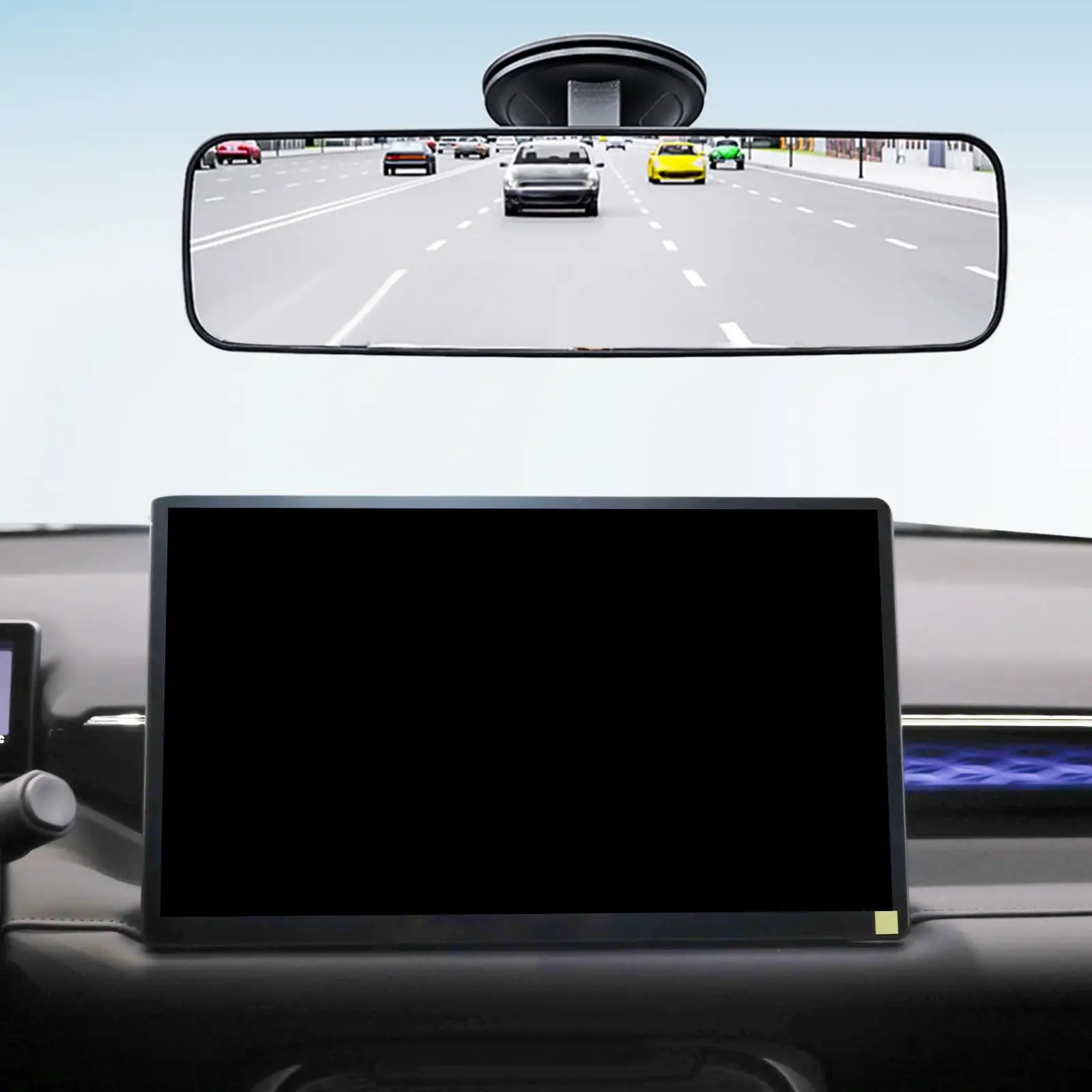 

Car Rear View Mirror Reverse Assist Anti Glare Wide Vision Adjustable Angle for Test Tricycle Instructor Windshield Driving