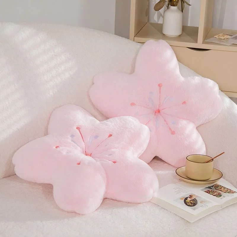 45cm New Pink Sakura Plush Pillow Kawaii Flowers Plush Pillow Mat Lifelike Soft Cherry Blossom Cushion Plushie Props