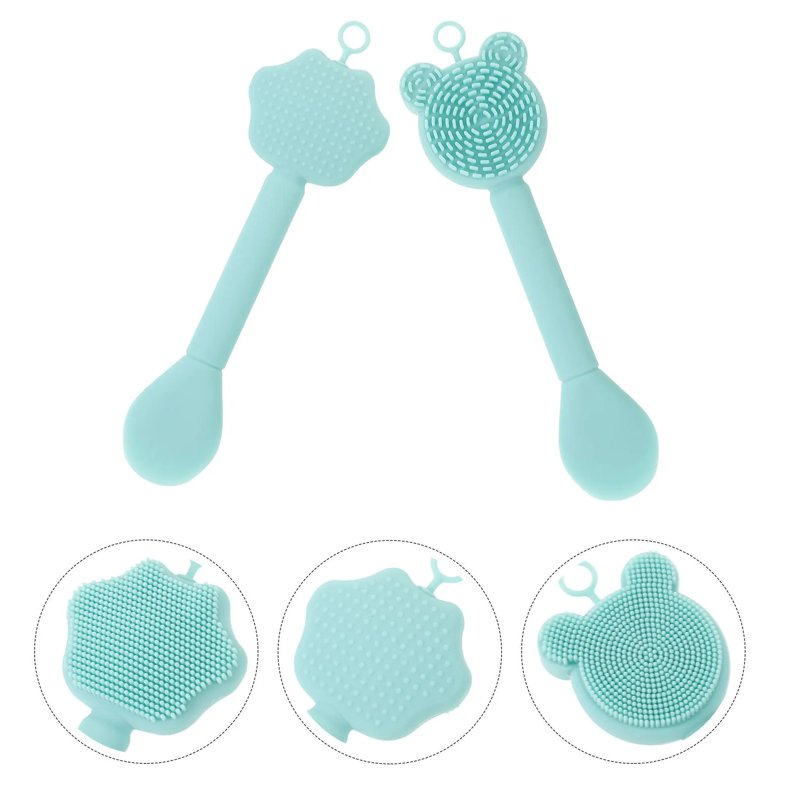 

2Pcs Silicone Face Cleansing Brush Double-End Soft Facial Scrubber Mask Applicator Cute Portable Facial Brush for Deep Cleaning