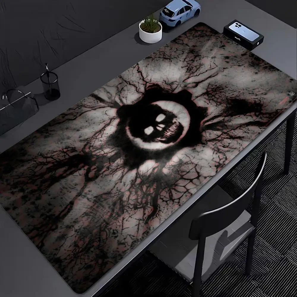 XXL Dark Grunge Skull Mouse Pad Crack Texture Horror Style Deskmat Non-Slip Rubber Computer Keyboard Mat Gaming Table Mousepad