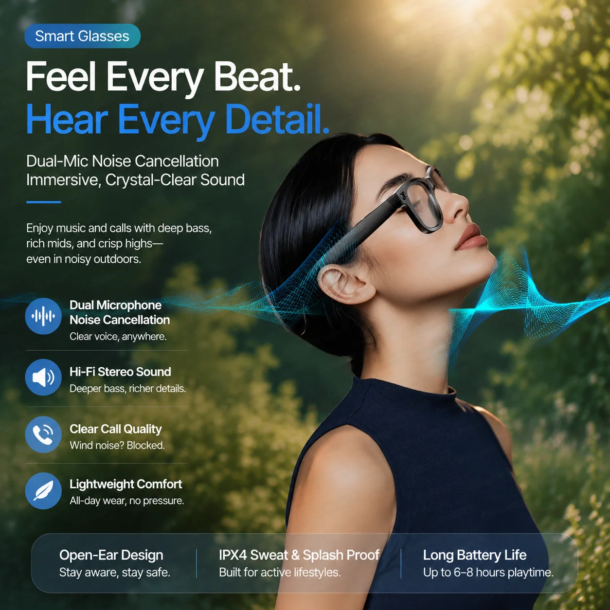 2026 AI Smart Glasses 4K Wide-Angle Photography Intelligent Voice Recording Conference Travel Fashion Casual Smartglasses Women