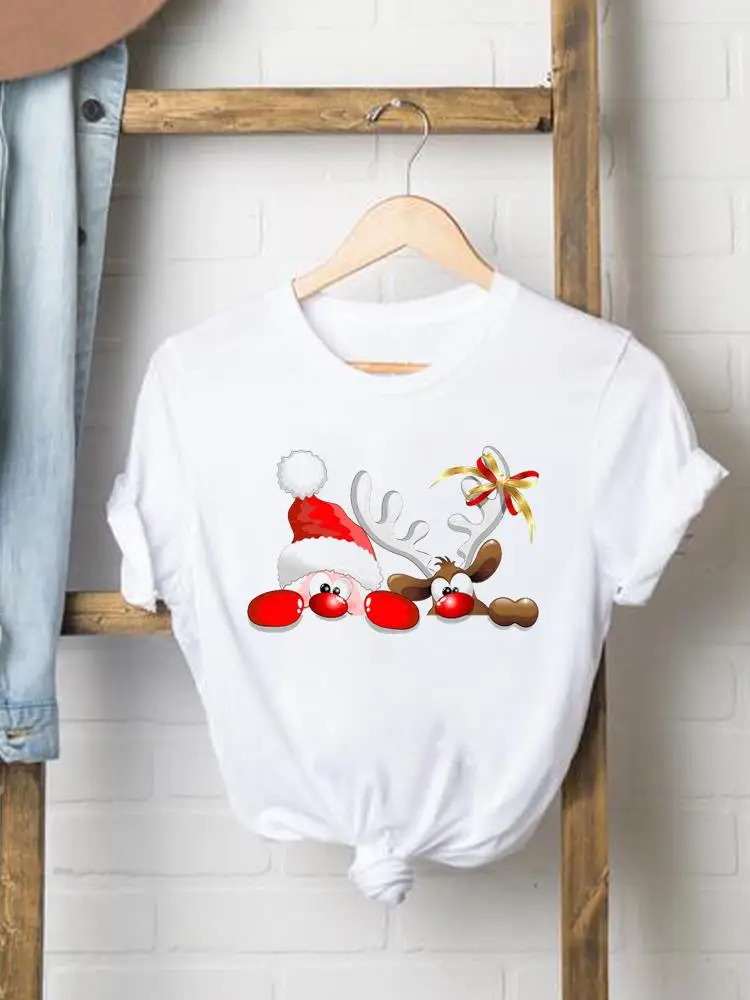 

Christmas New Year Women Clothes O-neck Graphic Fashion Holiday Love Season Print T-shirt Lady Casual Female Shirt Tee