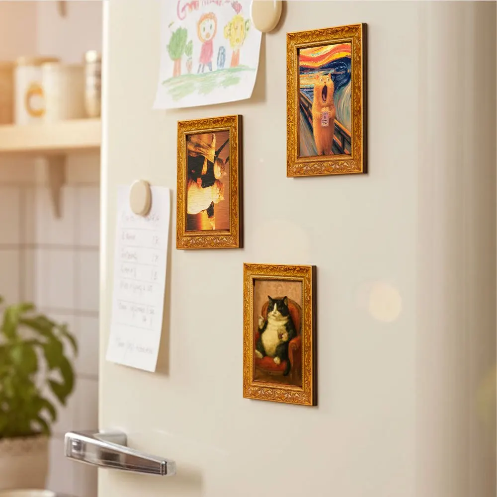 Retro-Haftmagnet aus Holz mit Hakimi-Motiv, Mini-Katzen-Dekorationsbild „My Heart Will Go On“, niedliches Ornament für den Kühlschrank, Heimdekoration – Detail 5