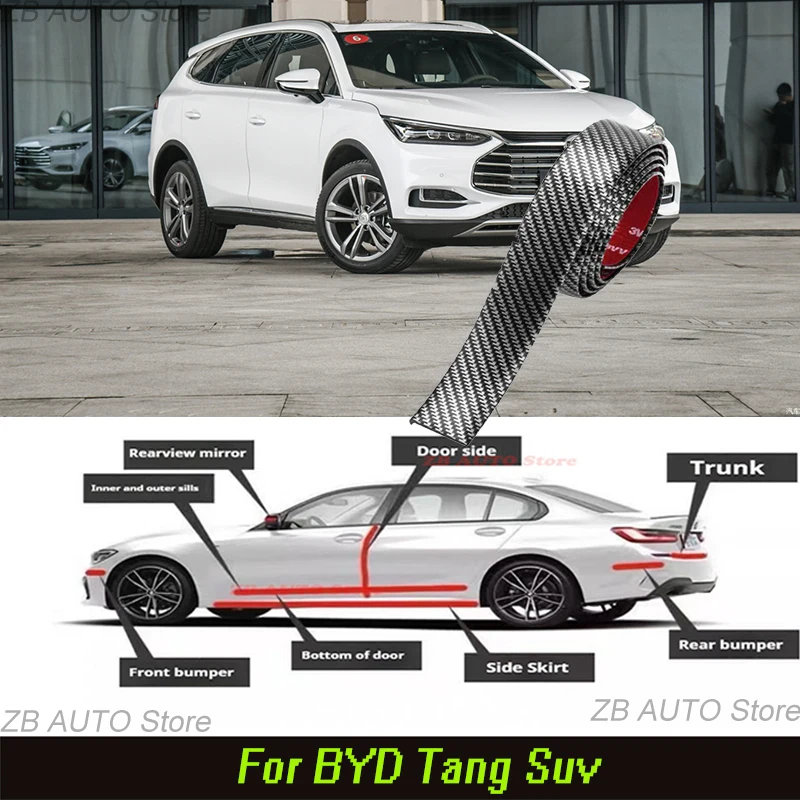 

For BYD Tang Suv Strong adhesive bumper strip, front and rear lip side skirts, collision and scratch resistant, suitable
