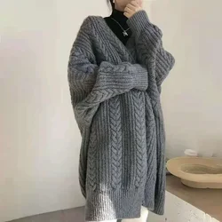 Outerwear Cardigan for Women Coat Loose Knitted Sweater Woman Solid Fall 2024 Clothing Sales Cheap Clothes Harajuku Youth Casual