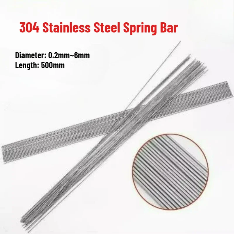 304 Edelstahl-Federstab 0,2/0,3-6mm Länge 500mm 6-40 Stück Elastischer Stahldrahtstab – Detail 1