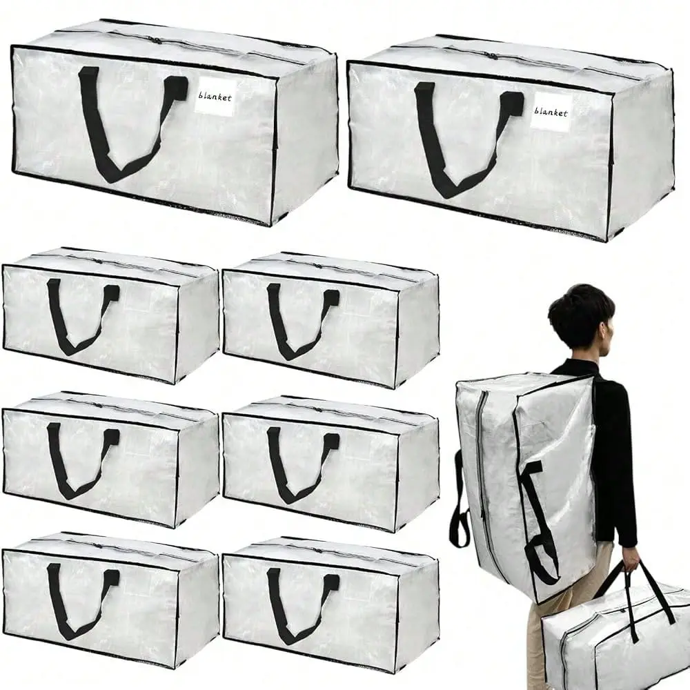 

Pack Extra Large Moving Bags With Backpack Straps Carrying Handles Zippers, Heavy Duty Clear Storage PackacFKing Totes For Spac
