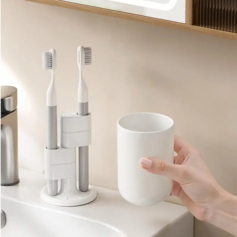 1pcs Rotating Toothbrush Holder Bathroom Desktop Toothbrush Storage Rack Makeup Brush Pen Organizers Bathroom Accessories