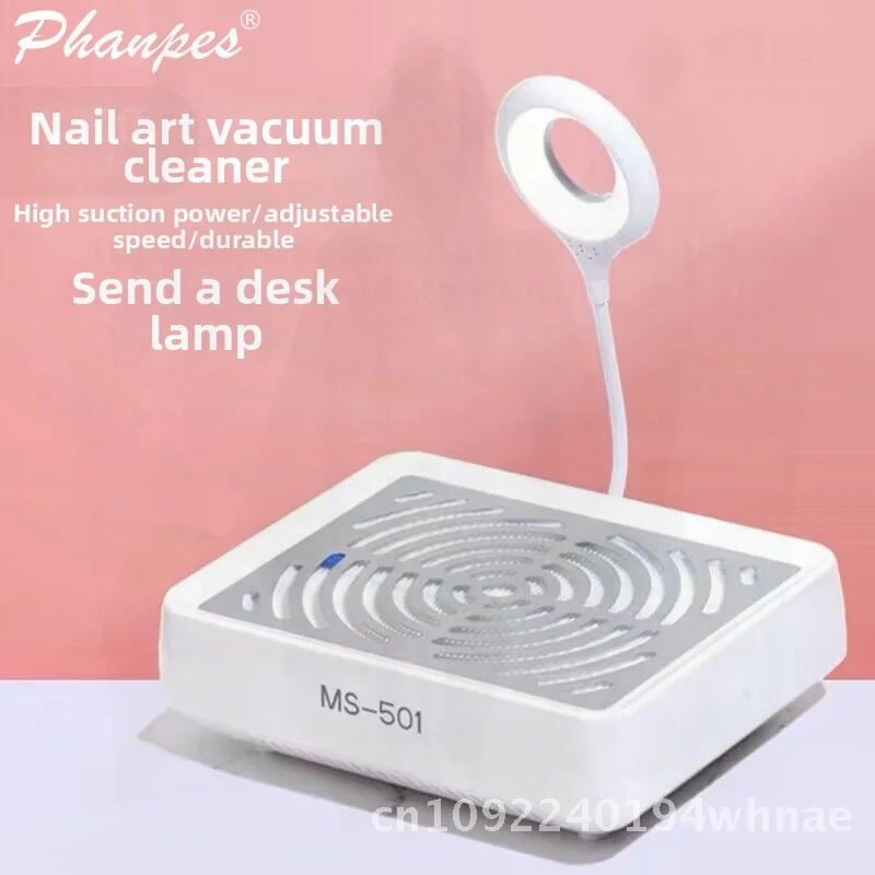 

Vacuum Cleaner for Nail Manicure - Silent Plug-In Large Suction Rechargeable Dust Collector Machine for Nail Salons White/Pink