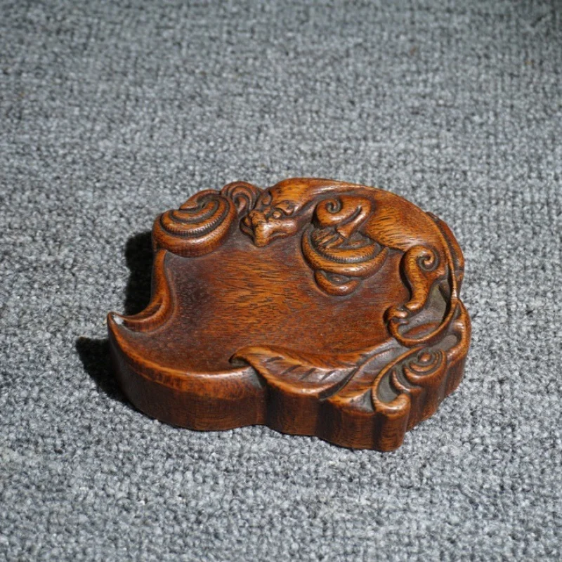 Chinese Style Rosewood Carved Pen Wash Antique Solid Tray Ornament Collectible Red Wood