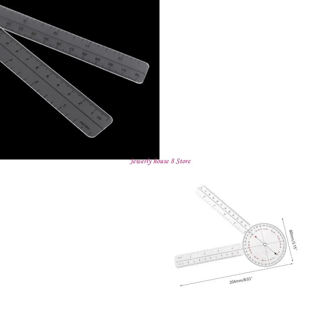 

33cm/12inches Plastic Goniometer 360 Degree Fitting for Body Measuring Tape Goniometer Protractor Ruler Measuirng Tool