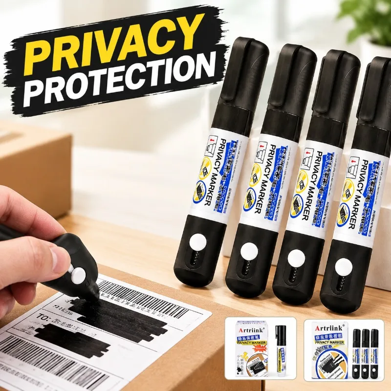 Thermal Paper Eraser Pen, Dual Head Parcel Opener, Privacy Information Blocker, Portable Express Label Data Redaction Tool