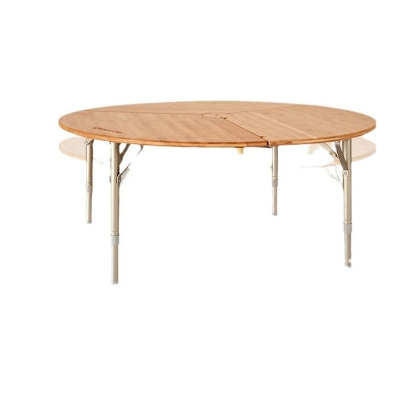 

Folding table Bamboo surface camping round table Portable tent table Aluminum alloy picnic