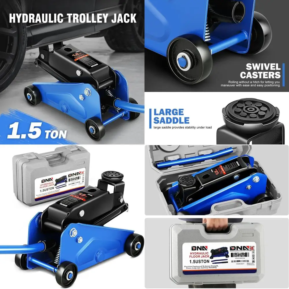 

Низкопрофильный гидравлический домкрат тележки емкостью 1,5 тонны, диапазон подъема 5,5-15,35, синий