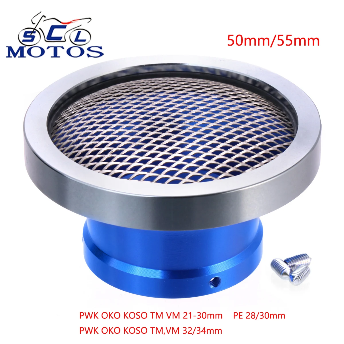 Sclmotos Carburetor Velocity Stack Air Clean Filter 50/55mm Carburetor Air Filter With Removable Mesh For PWK 21-30mm PE28-30mm