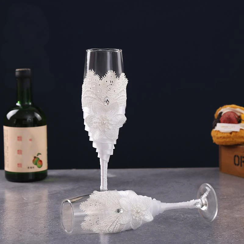 Персонализированный набор стеклянных чашек для шампанского в западном стиле, креативный свадебный набор посуды из бокала для вина