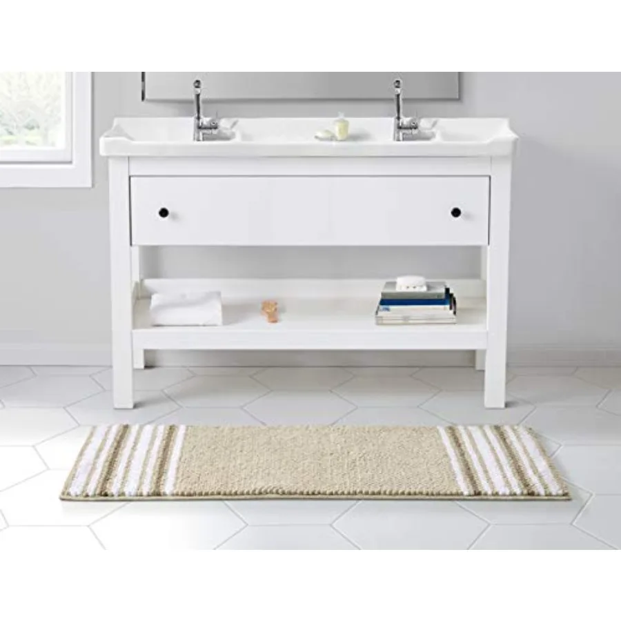 

Bath Mat Durable Bath Rug with Non-Sllip Backing Striped Home Decor Aiden 24" x 60