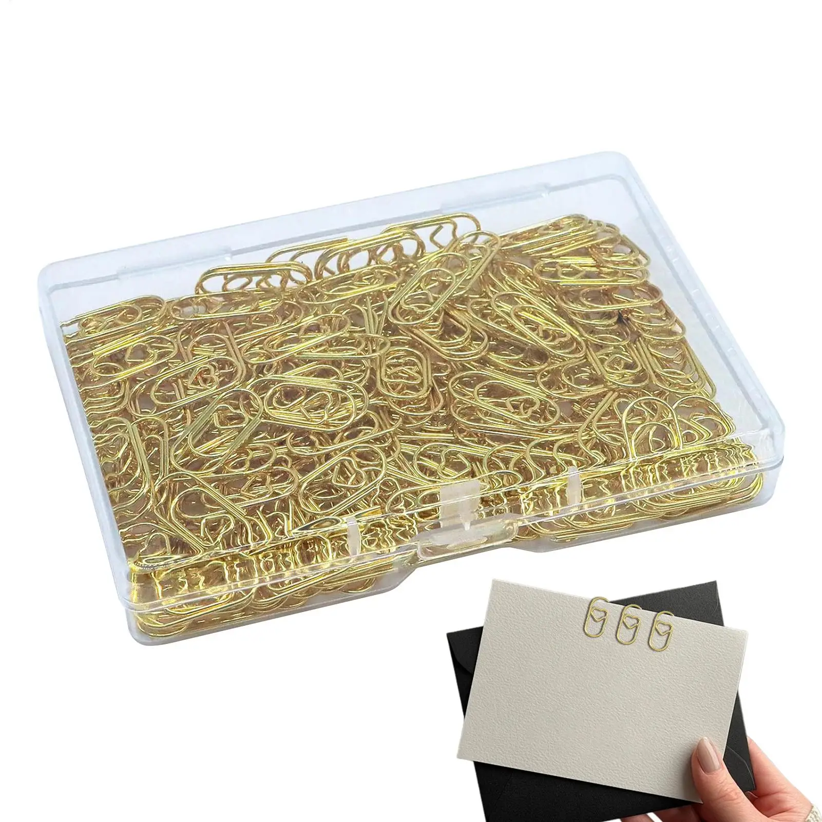 Cute Paper Clips 100 Pieces Mini Gold Heart Notebook Binder Wedding Paper Clips for Home Workplace School Wedding Invitations
