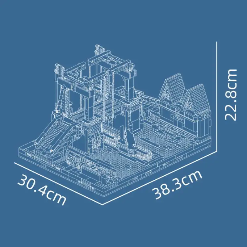 Mold King 16068 Nordic Town Vouwbrug 2066 stks Bouwsteen Creatieve Baksteen Set Montage Educatief Speelgoed Kerstcadeau