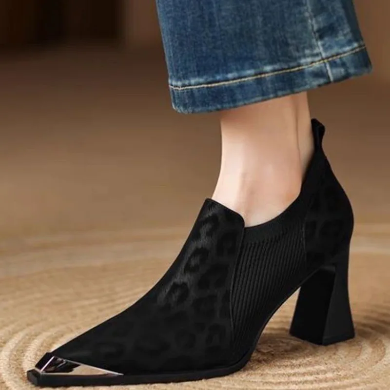 

Women's Shoes Spring and Autumn 2025 Elegant High Heels New Retro Thick Single Shoes Suede Fashion Women's Shoes Pump Mary Jane