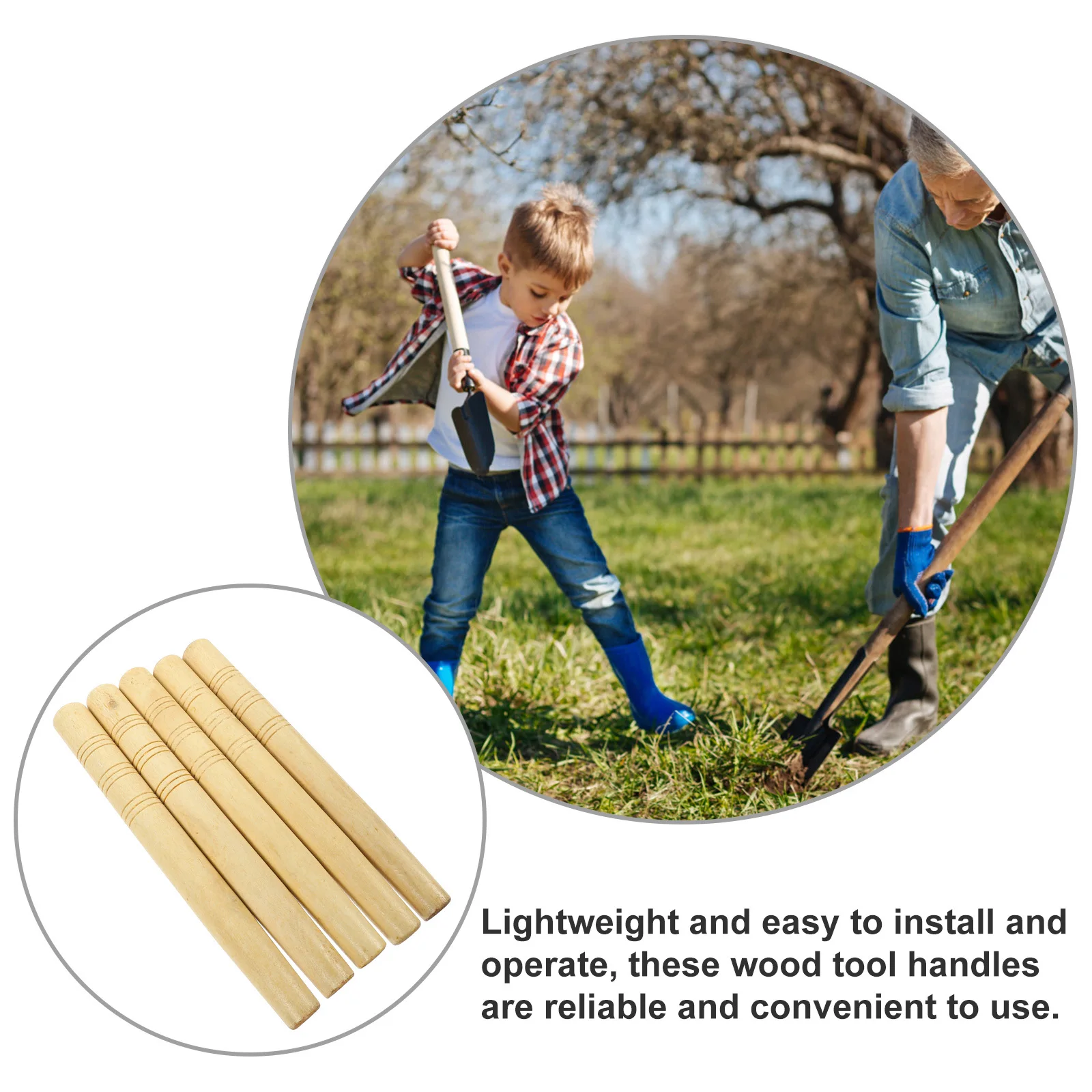 

5pcs Wooden Handles Hardwood Replacement For Shovel Hoe Garden Tool Durable Lightweight Ergonomic Farming Accessories