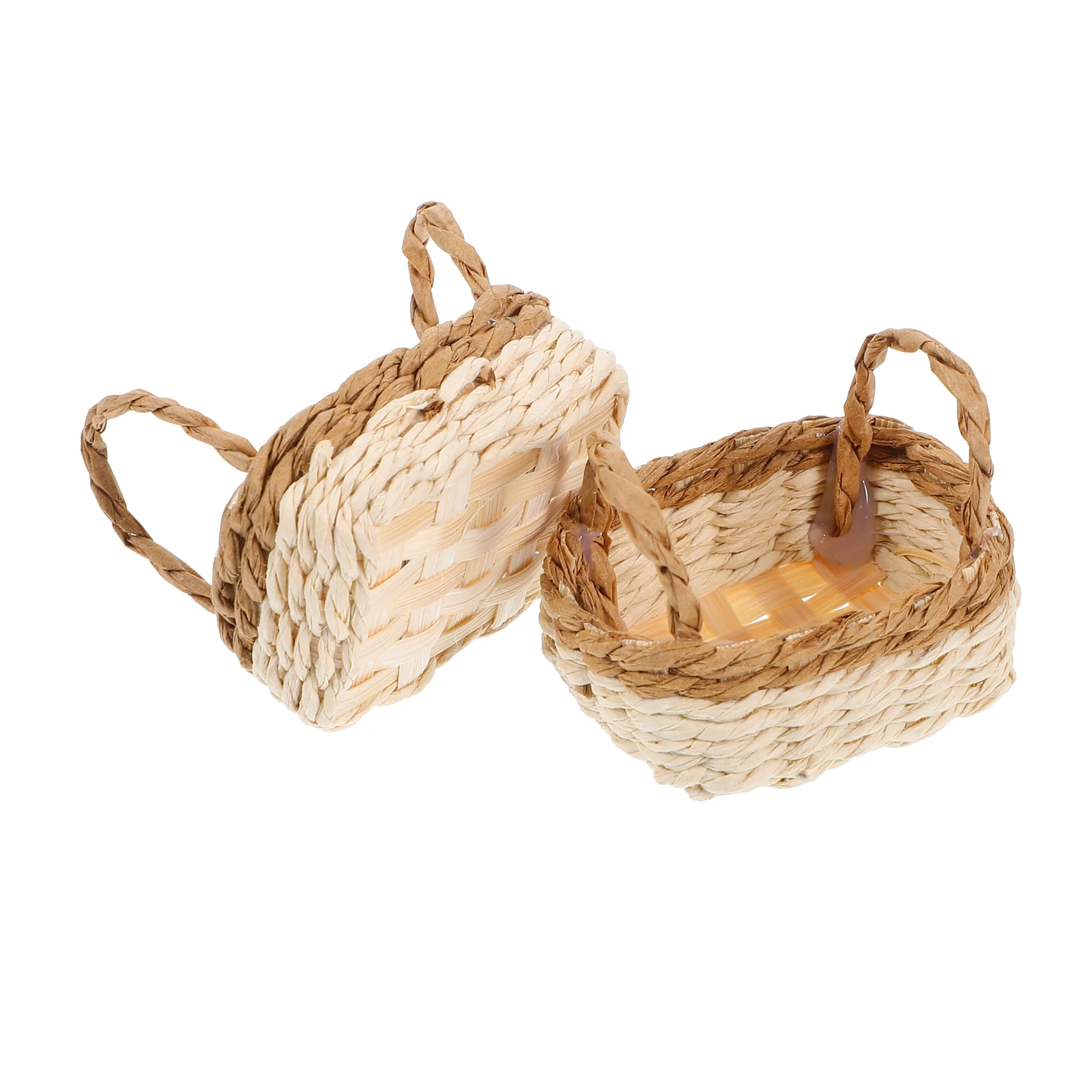 

2pcs Raffia Mini Baskets Small Handwoven Beige Flower Baskets for Decor Storage Photo Props Weddings Gardens Home Balconies