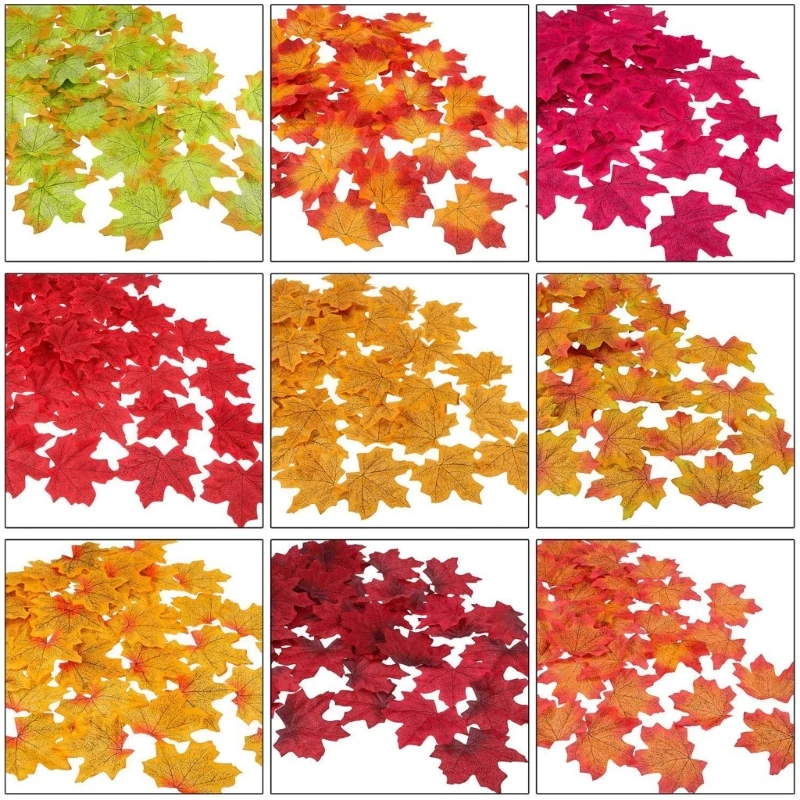 8CM Colorful Plastic Maple Leaf DIY Craft Project Materials Bundles A2BB
