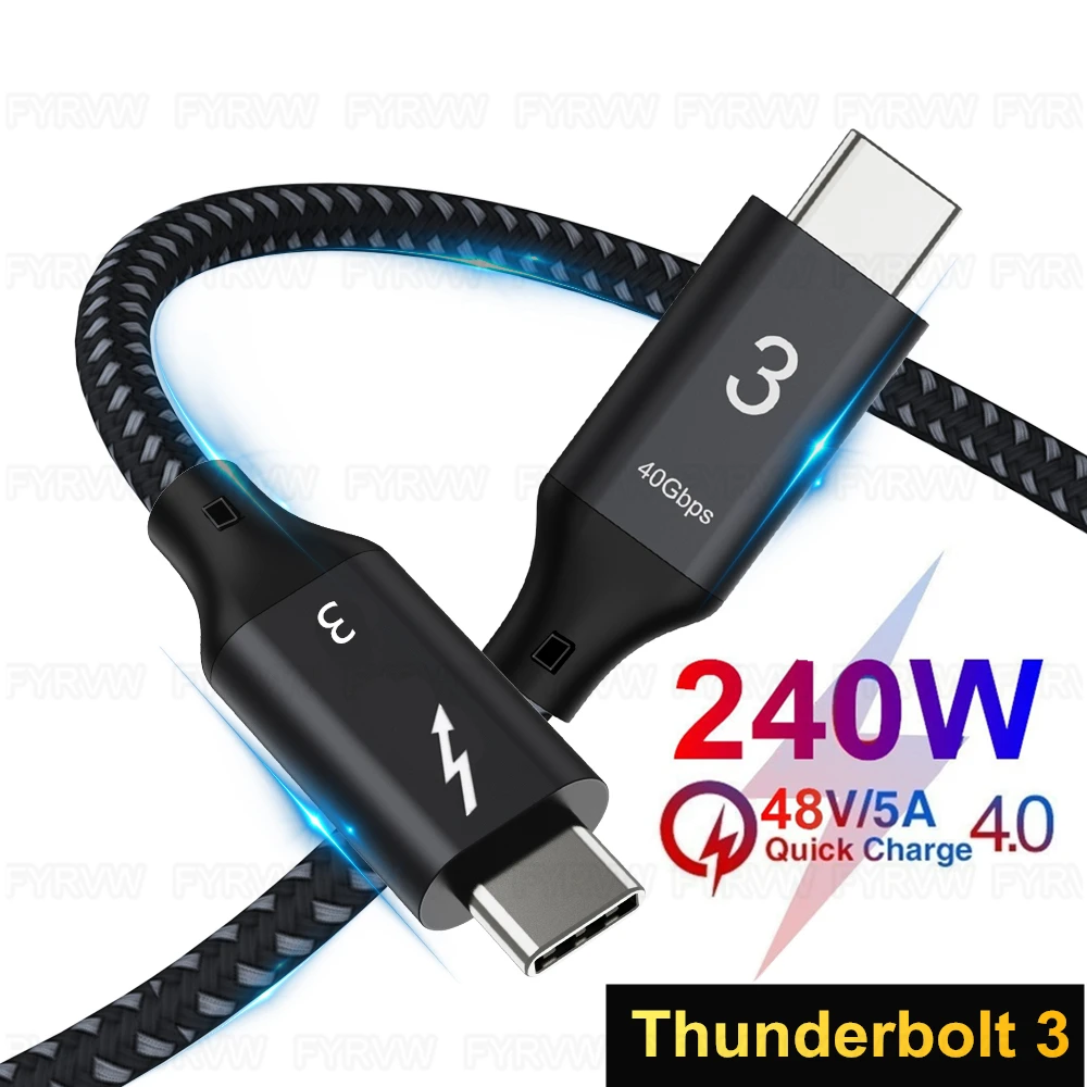 Thunderbolt3 Cable USB C 240W 40Gbps 8K USB C PD Charging Cable For E-Gpu M1 Macbook Pro MacBooks 8K Type-C Thunderbolt 3 Cable