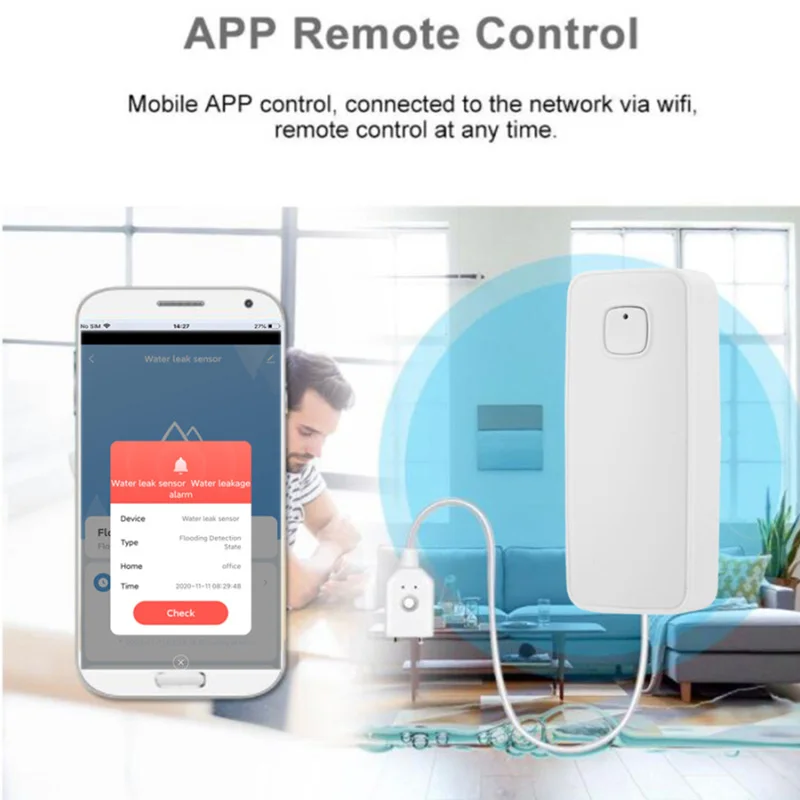 Tuya Smart Water Level Alarm WIFI Mobile Phone Intelligent Control Fully Automatic Water Leak Alarm For Alexa Home