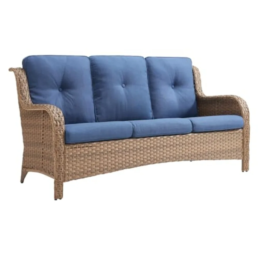 

Уличный диван из ротанга на 3 места с глубоким сиденьем и удобными подушками для веранды, террасы, балкона, сада