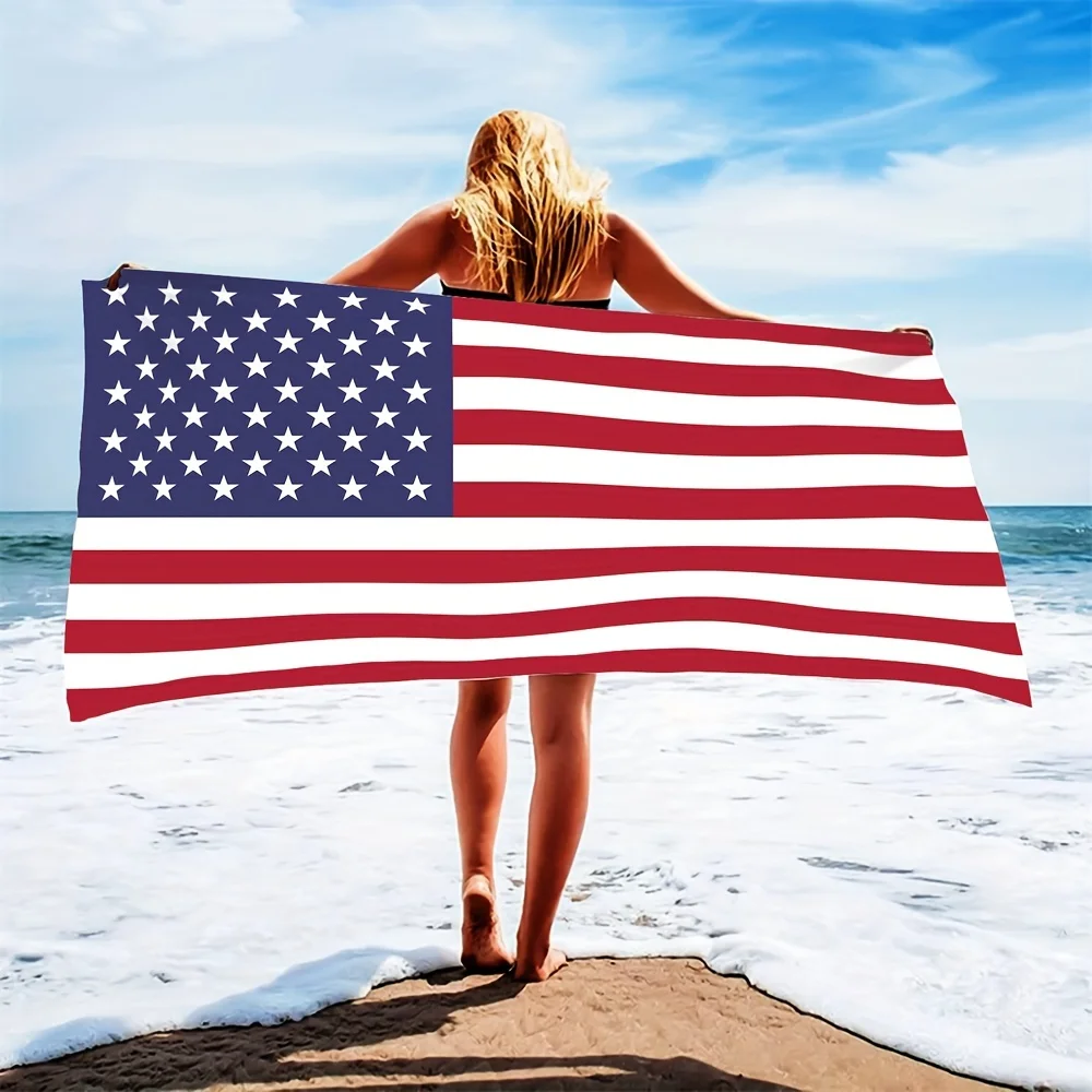 

American Flag Beach Towel Independence Day Freedom Theme Lightweight Sand Free Beach Towel Unisex Pool Travel Camping Towel