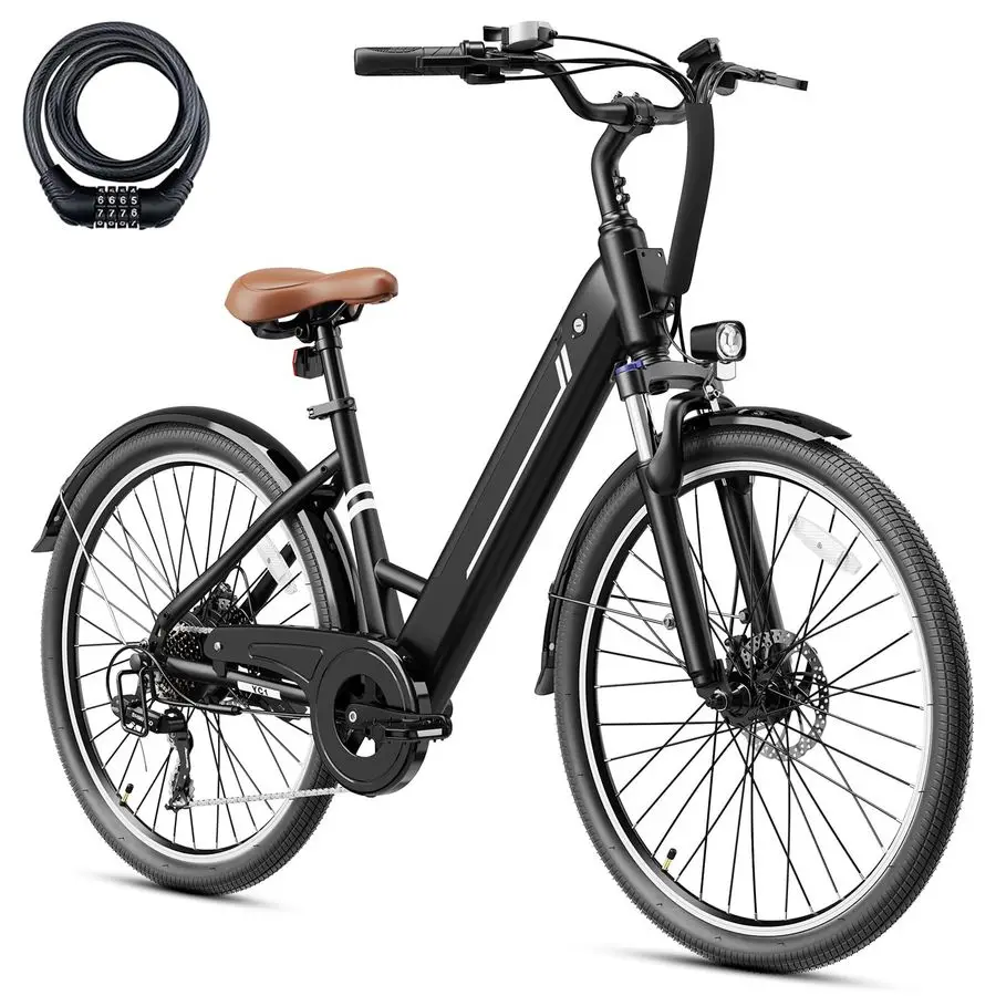 

Electric Bike for Adults, 26 Up to 1000W Peak Motor EBike, 25 Mph 40 Mile Range Brushless City EBike, with 360Wh Removable Batt