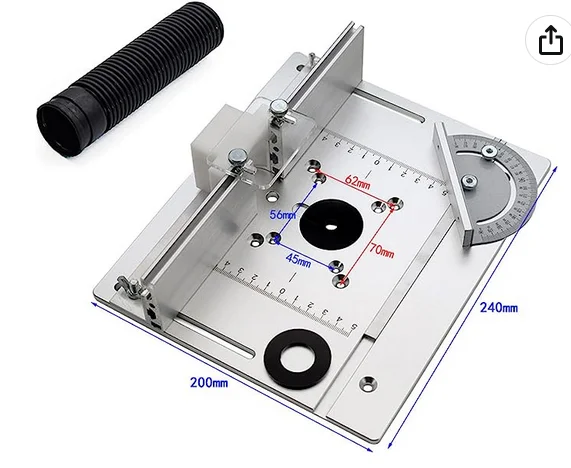 Piastra di inserimento del tavolo del router in alluminio Kit di sollevamento del router per la lavorazione del legno Guida e staffa per mitra per