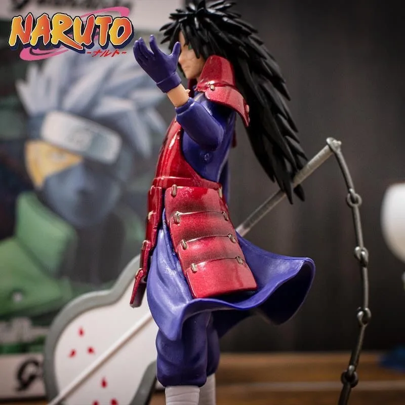 18cm NARUTO Anime Figure Model Doll Uchiha Madara Fighting PVC Statue Orochimaru VS Hiruzen Battle Kakashi Sasuke Model Toy