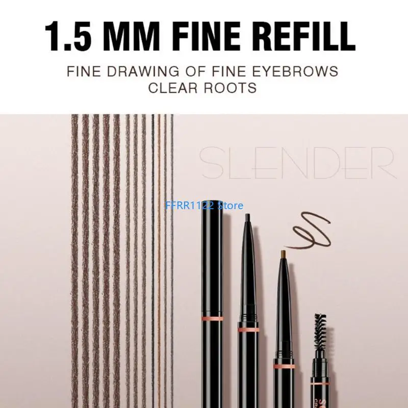 Y1UF – crayon à sourcils 2 en 1, brosse maquillage pour les yeux, étanche automatiquement