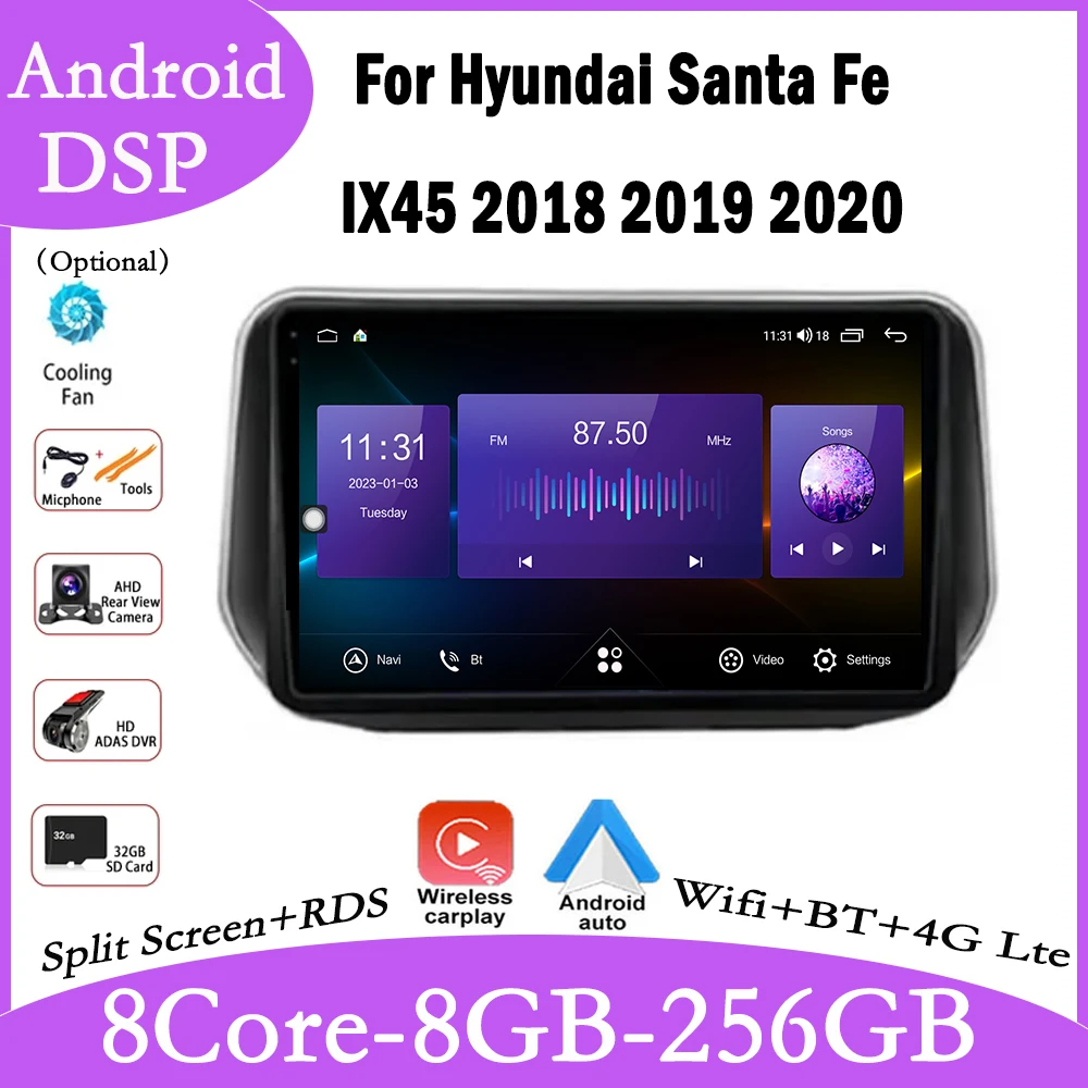 

10.1 lnch For Hyundai Santa Fe IX45 2018 2019 2020 Car Video CarPlay Stereo GPS Navigation Autoradio Multimedia auto