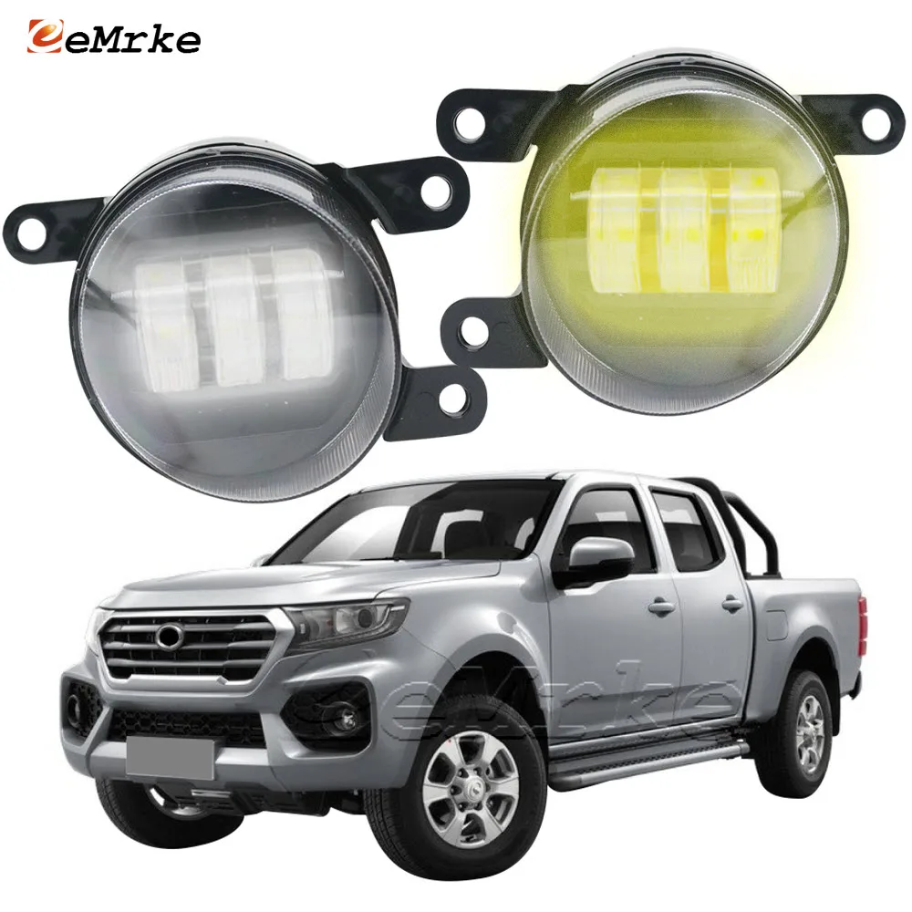 Led Fog Lamp Assembly for Great Wall Wingle 7 2017 2018 2019 2020 2021 Car Fog Lights w/ Lens White + Yellow Angel Eye DRL Ring