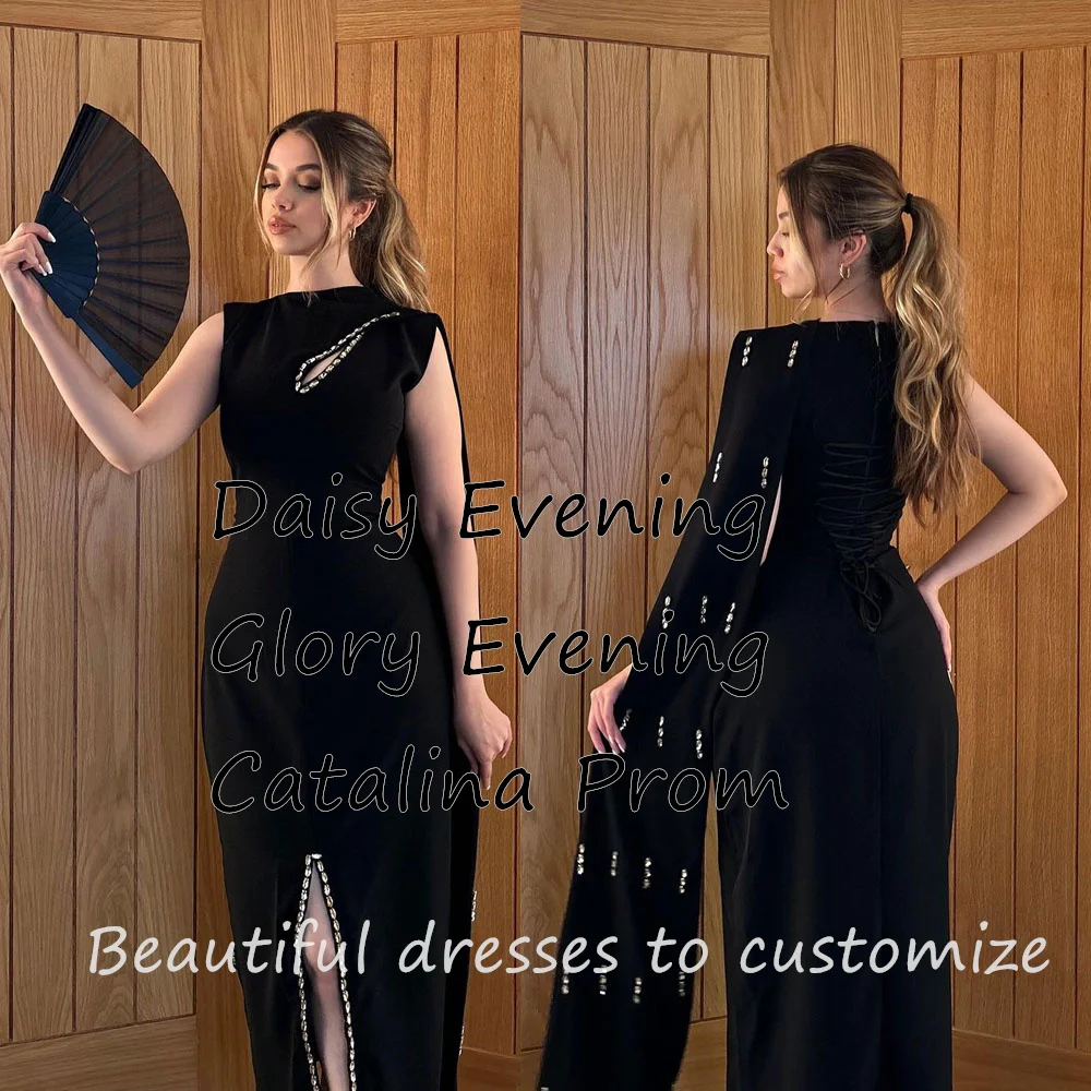 Luxury Evening Dresses 2024 Crystal Cut-out Lace-Up Black Saudi Arabia Wedding Party Dress Women Party Gowns Prom Dresses