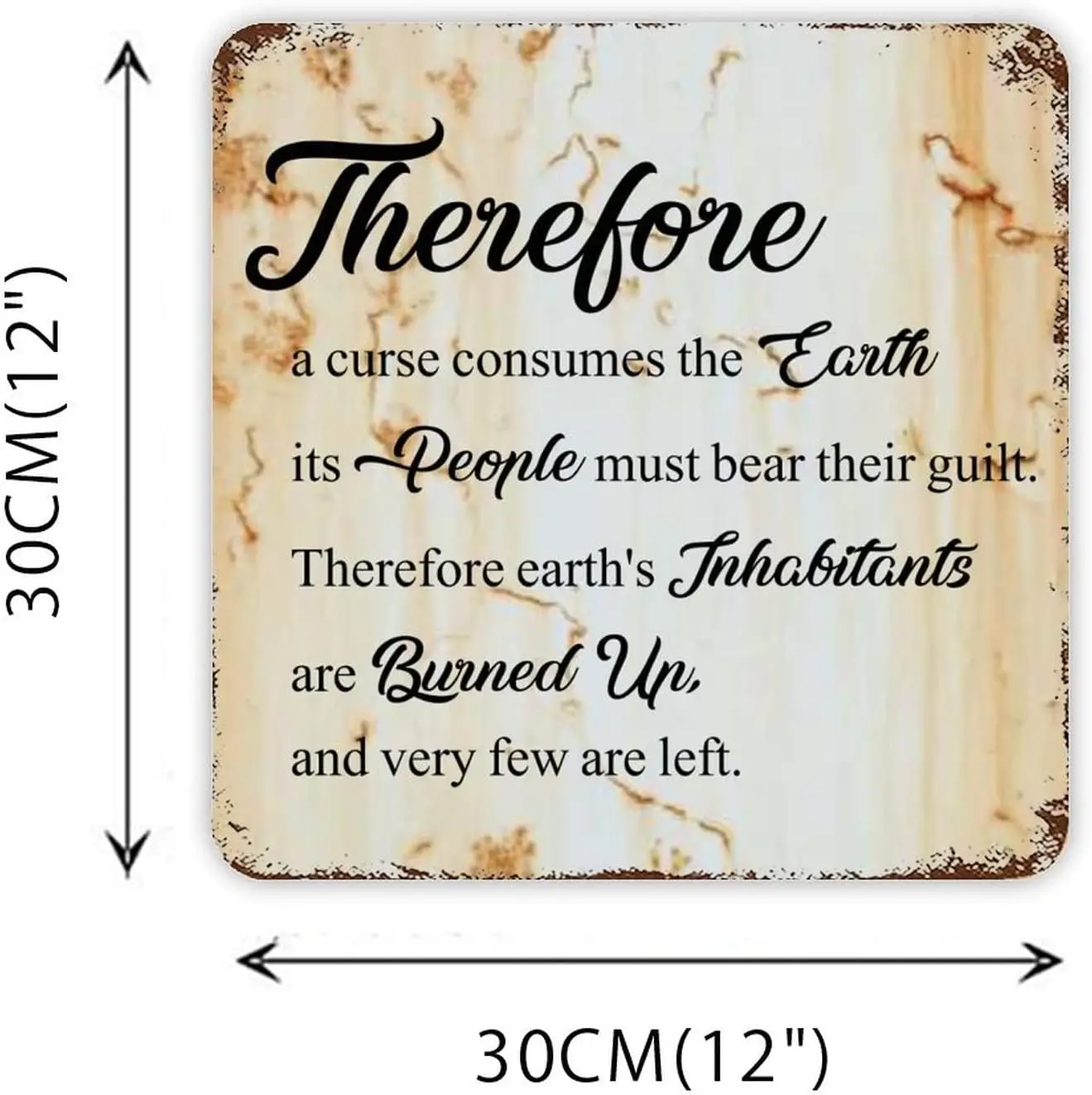 Therefore A Curse Consumes The Earth Metal Tin Sign Inspirational Tin Plaque Nordic Southern Style Art Bathroom Wall