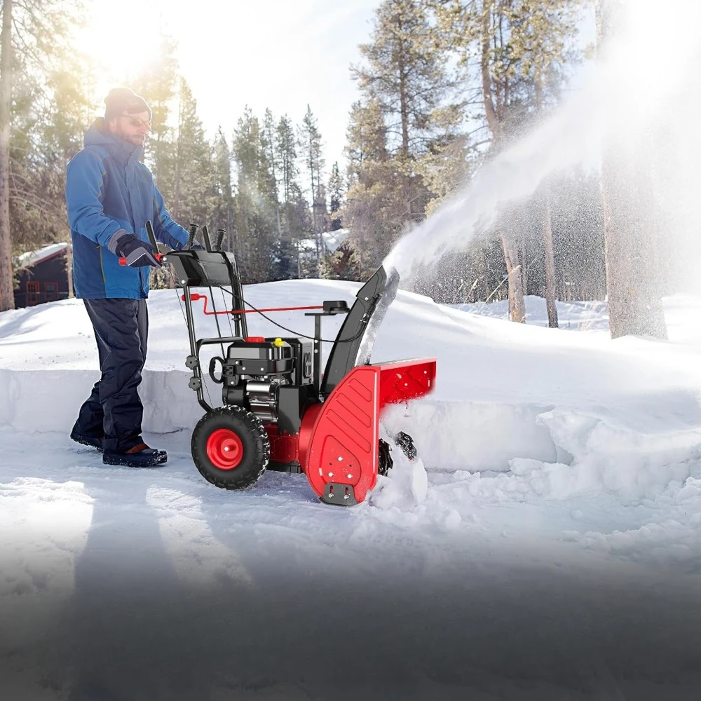 26-Inch Self Propelled Two-Stage Snow Blower Gas Powered 212cc Engine with Electric Start