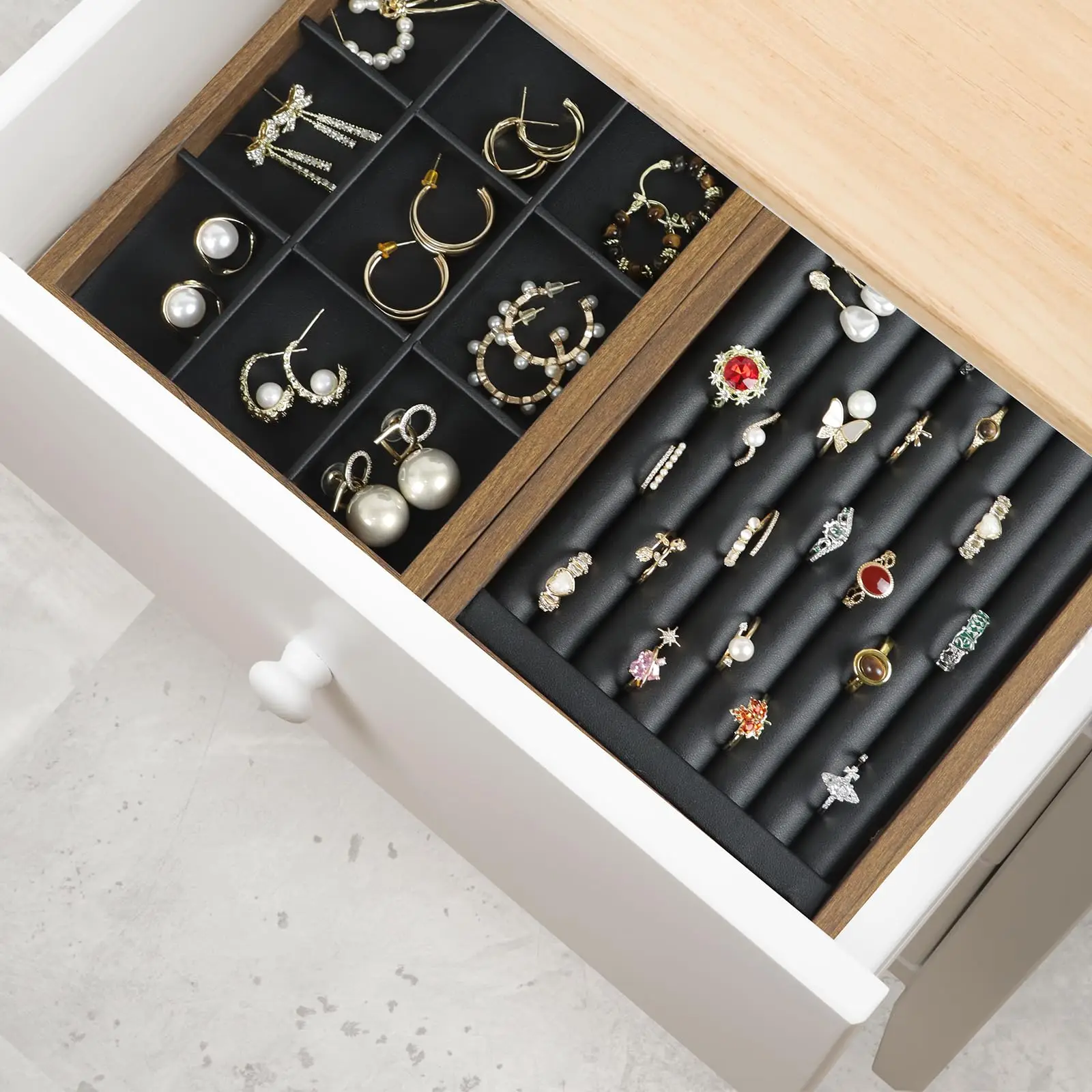 1pc Multiple Styles Jewelry Dispaly Tray Necklace Bracelet Earrings Ring Brooches Storage Box Drawer Jewellery Organizers