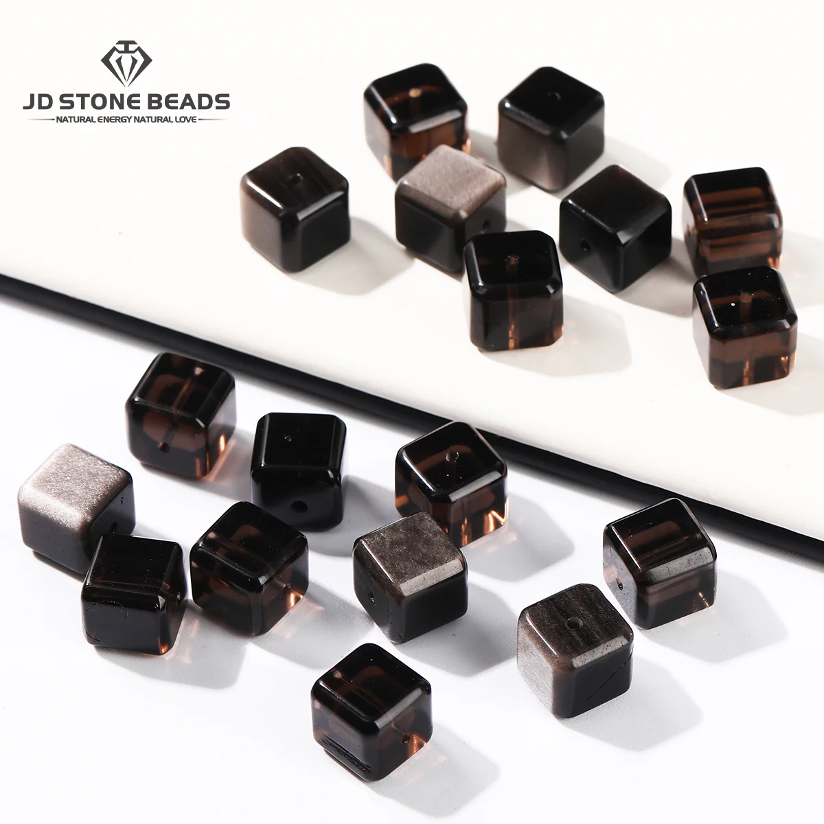 

1 Pc Natural Stone Silver Obsidian Carved Faceted Cube Bead With Hole for Jewelry Making Diy Necklace Bracelet Accessory 12mm