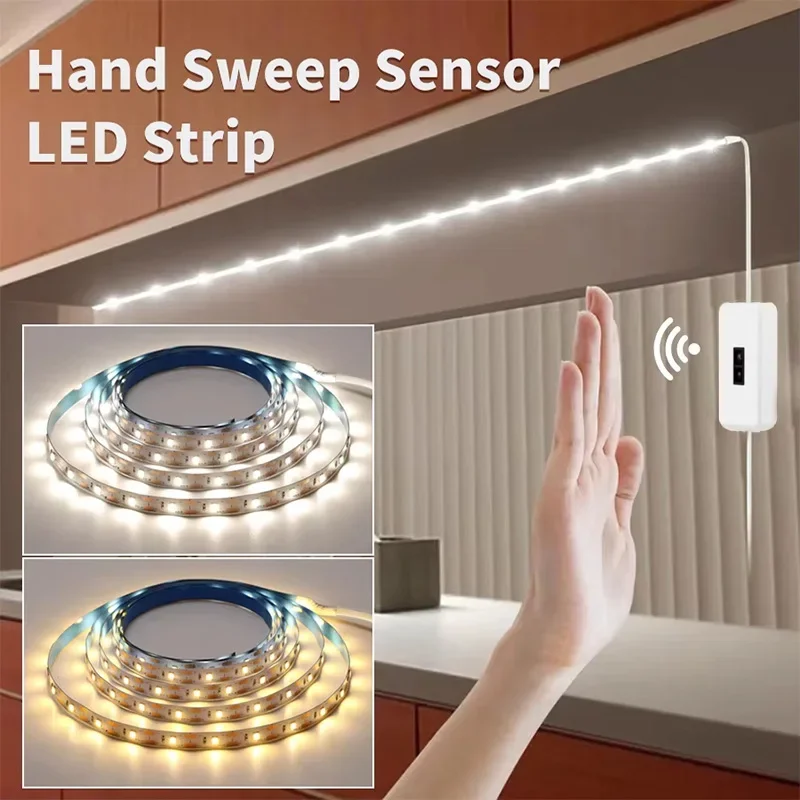 LED Light Strip Flexible Tape Touch/Hand Sweep Sensor Switch Control TV Backlight Mirror Cabinet Room Bedroom Christmas Decor
