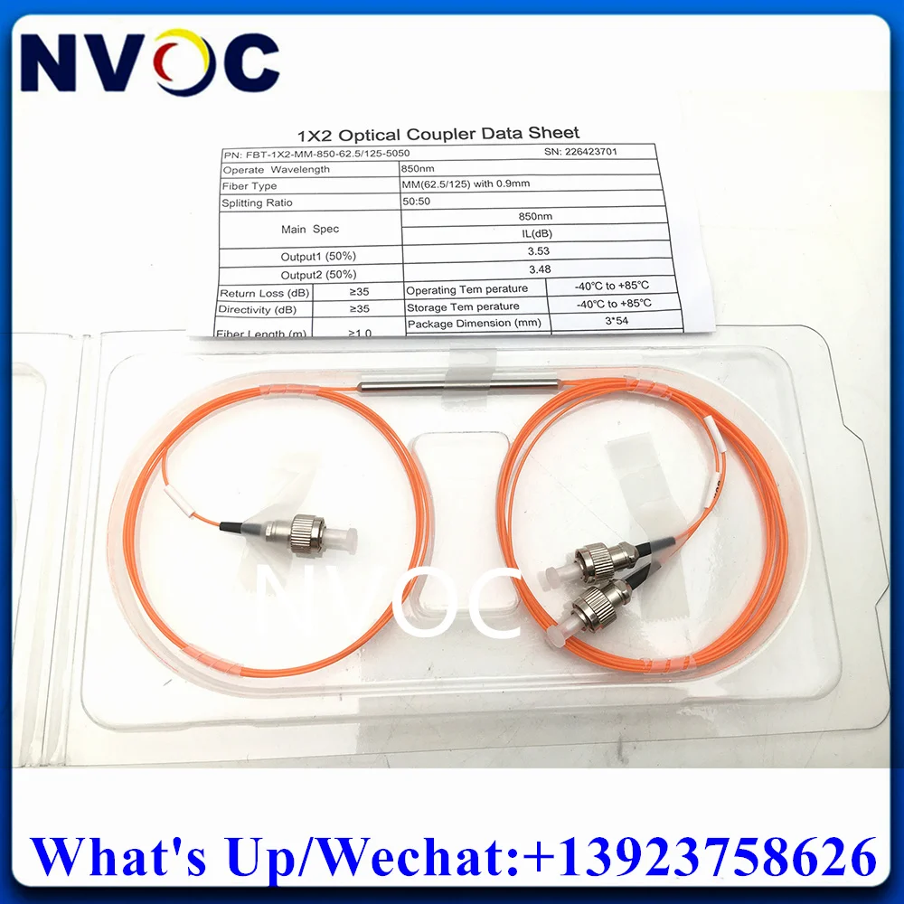 Imagem -06 - Acoplador Igual da Relação 1m do Tubo de Aço 850nm de Peças 1x2 Divisor Multimodo do Plc da Fibra de 1*2 Om2 50 125 mm com Conector do sc lc fc st de 0.9 mm