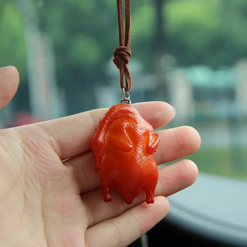 1Pc of braised pork car hanging Internet celebrity simulation pork belly car pendant Dongpo meat car rearview mirror decoration