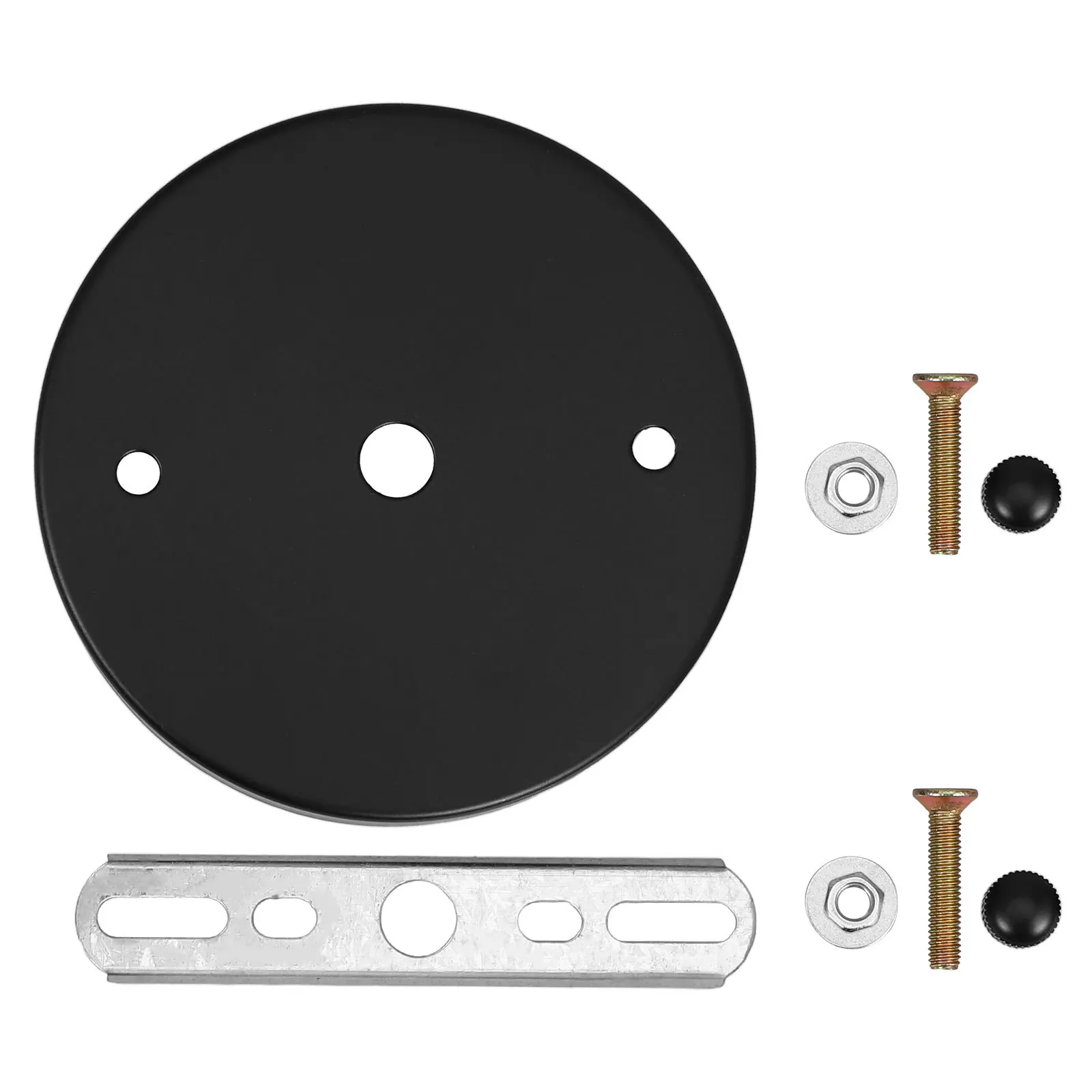 

3Sets Black Ceiling Base Canopy Kit Vintage Design Durable Metal Hardware Easy Installation Ceiling Light Fixture Flush Mount